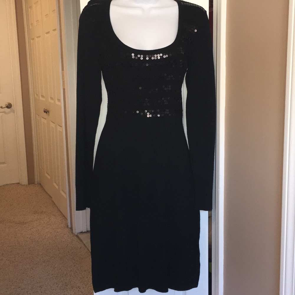 White House Black Market Long Sleeve Dress BLACK